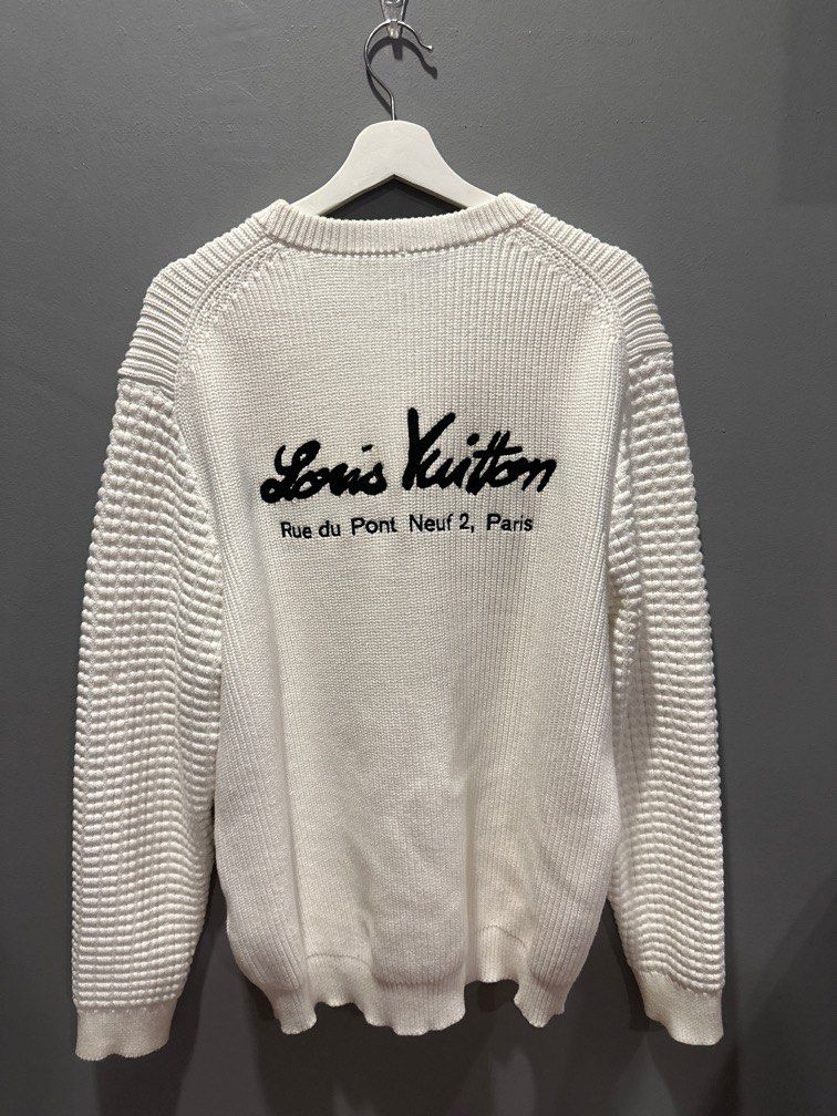 louis vuitton crew neck embroidered logo knit sweater, Men's Fashion, Tops  & Sets, Hoodies on Carousell