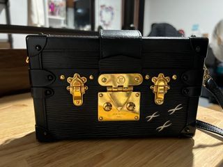 Louis Vuitton Petite Malle Epi Bag in Black with Golden Brass Hardware