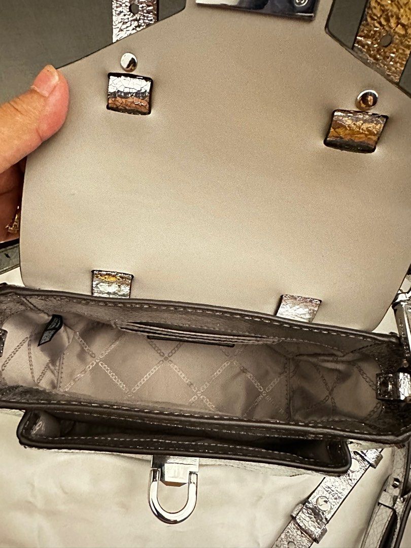 Manhattan medium crackled metallic leather satchel sales