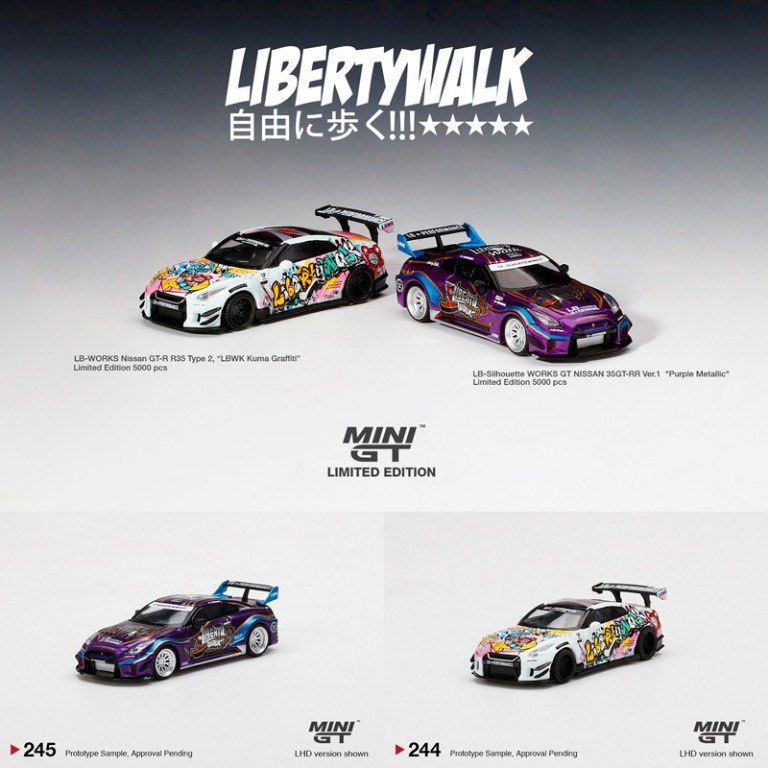 Mini GT 244 245 kuma graffiti GTR R35, 興趣及遊戲, 玩具& 遊戲類