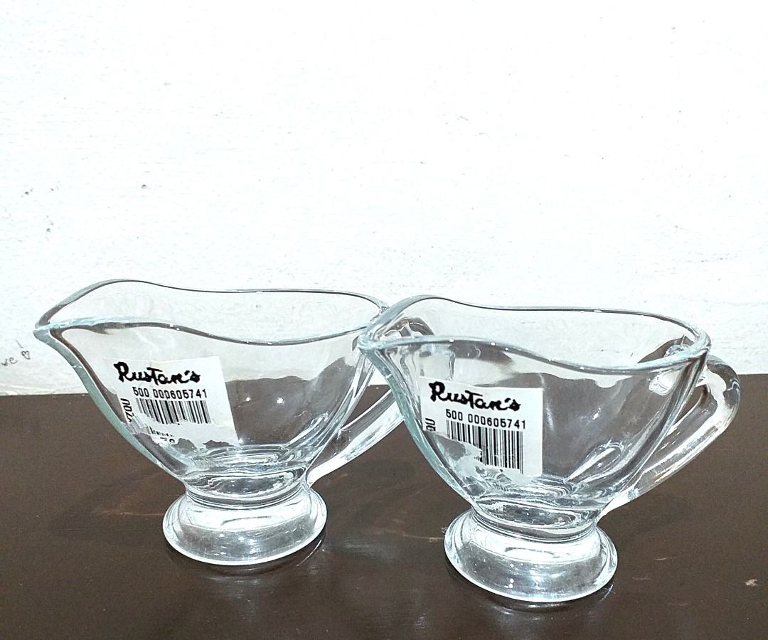 Set of 2 Rustan's mini pitchers (Category: Coffee & Tea Tableware) located in Pasig City. Submitted by tinyminimalist (Listing ID 1215019106, Image 2). Description: Mini pitchers from Rustan's. Unsure if this is glass or crystal. Unused with tag. With free lidded ceramic trinket holder..