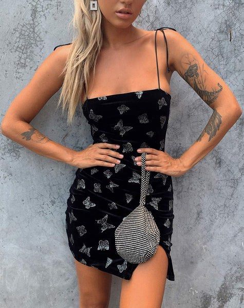 Motel Rocks Verso Butterfly Black Mini Dress