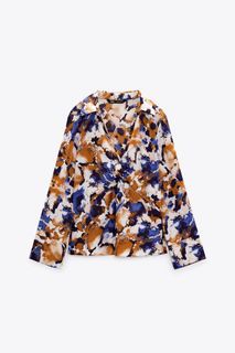 [New-M] Zara Satin Long Sleeve Printed Shirt