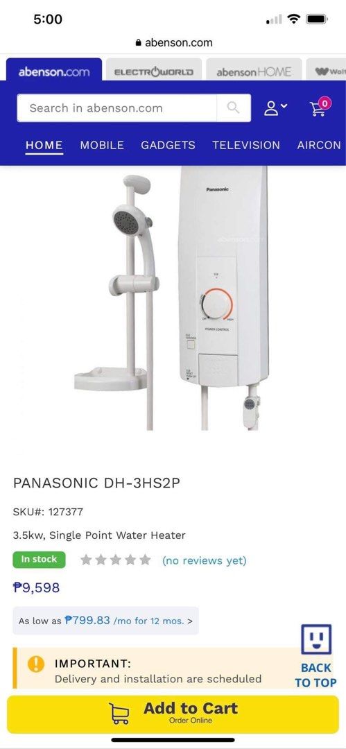 Panasonic Electric shower water heater from Wilcon depot, TV u0026 Home  Appliances, Water Heater u0026 Instant Showers on Carousell
