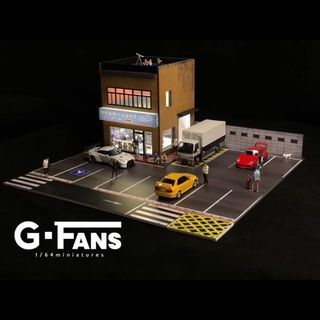1/64 Diecast Model Shop diorama with car park