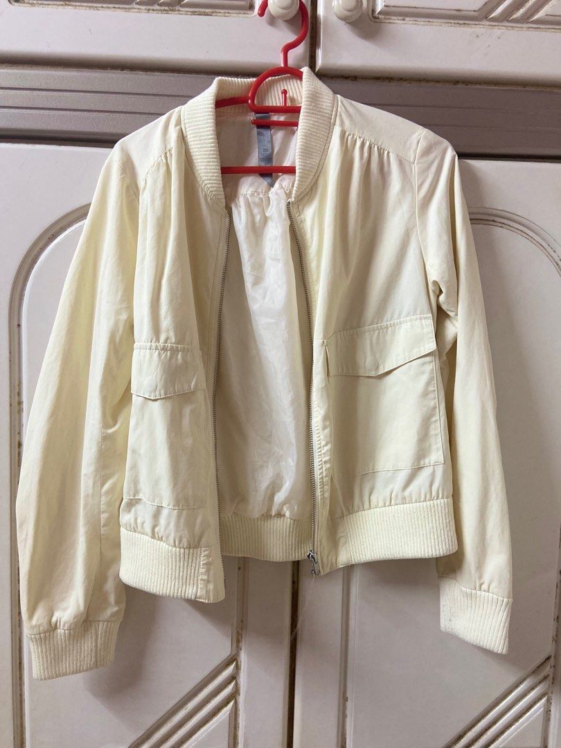Premium cream bomber jacket, Women's Fashion, Coats, Jackets and