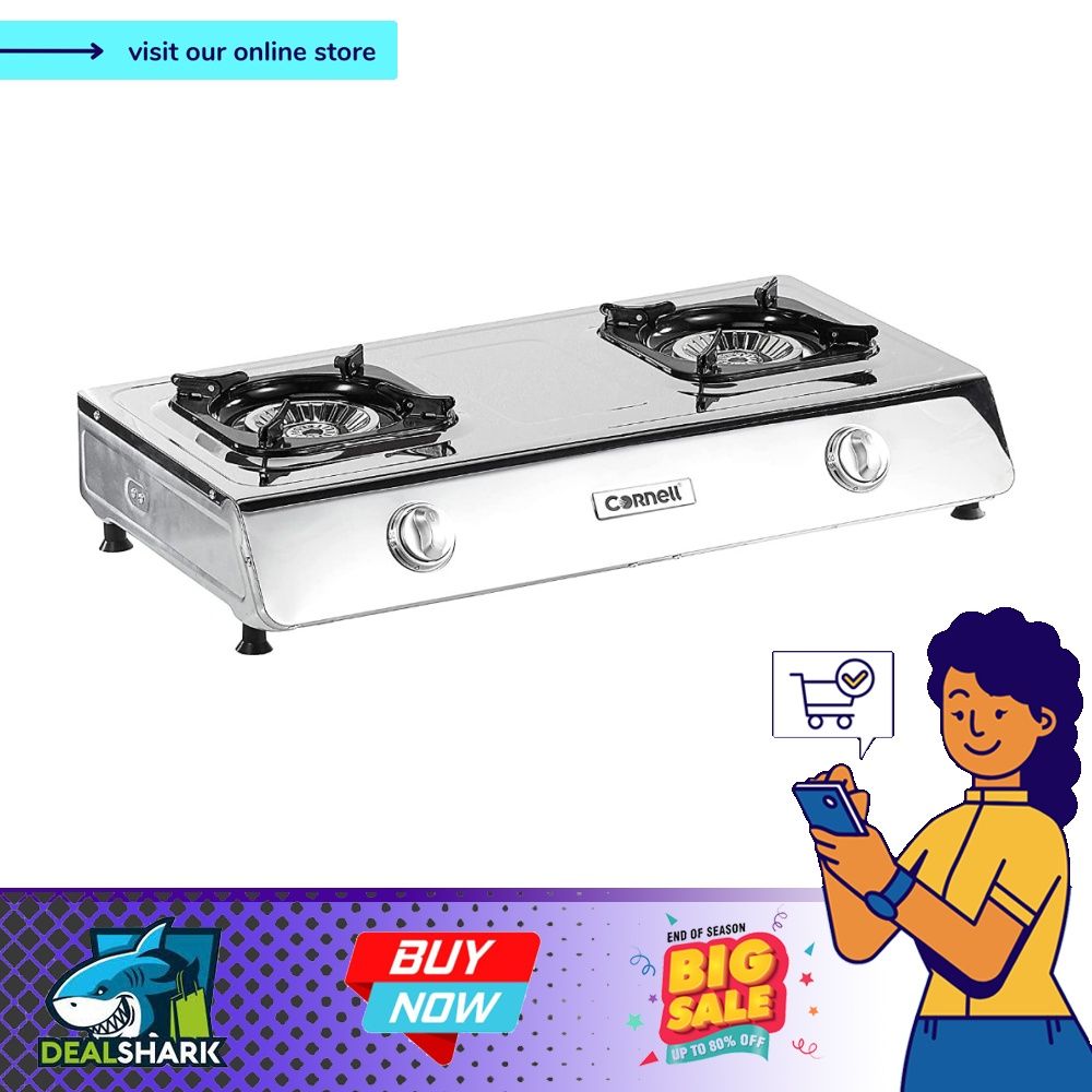 readystock Cornell Table Top Gas Stove Gas Cooker 2 Burners LPG Only CGS P1102SSD Sliver