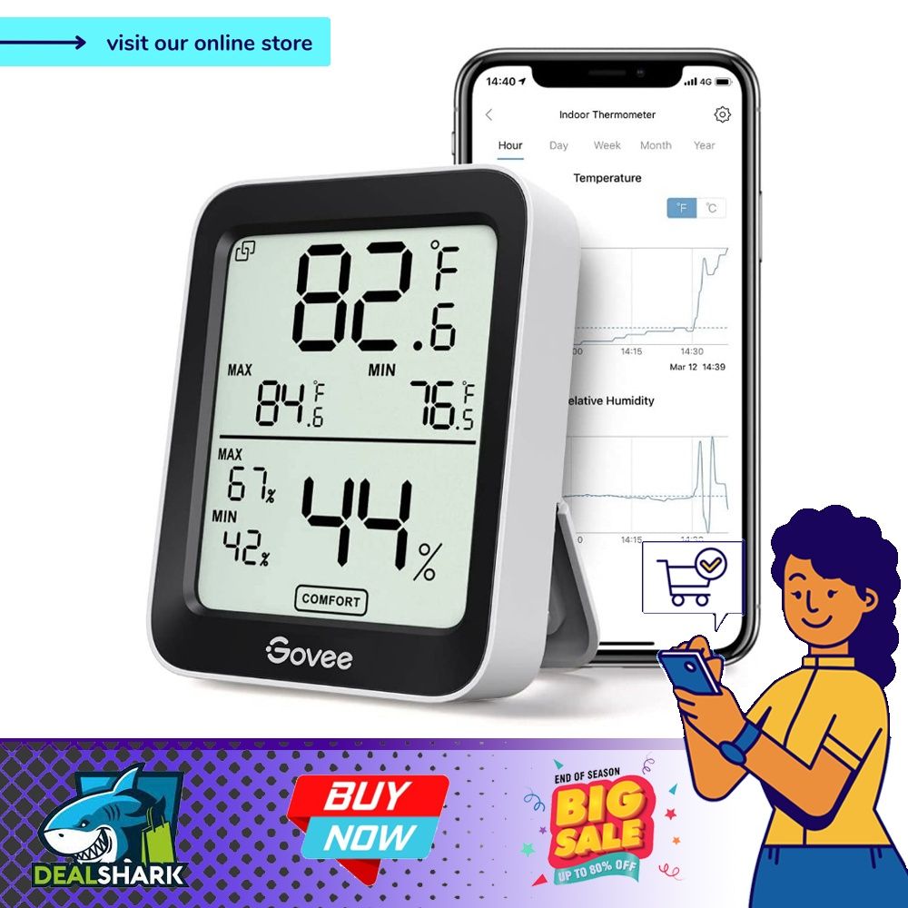(readystock) Govee Bluetooth Digital Hygrometer RoomThermometer, Humidity Meter and Temperature