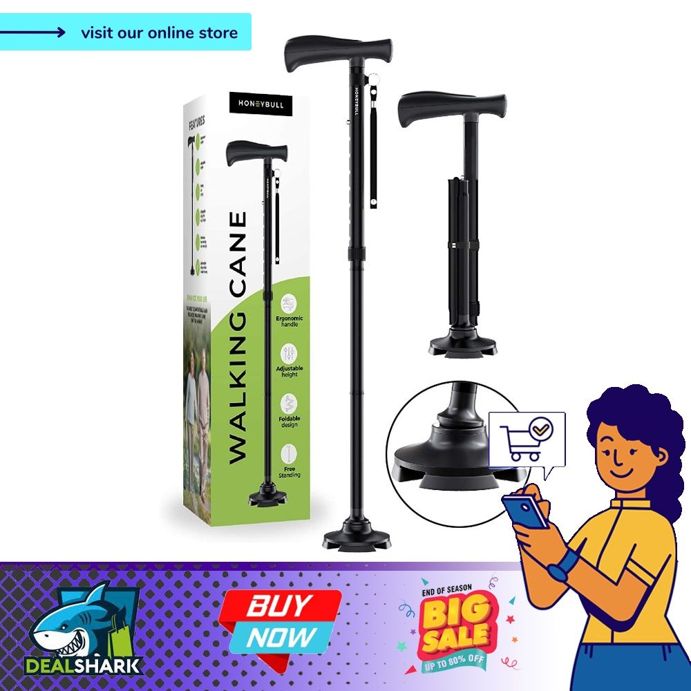 (readystock) HONEYBULL foldable Walking Cane for Men & Women Free
