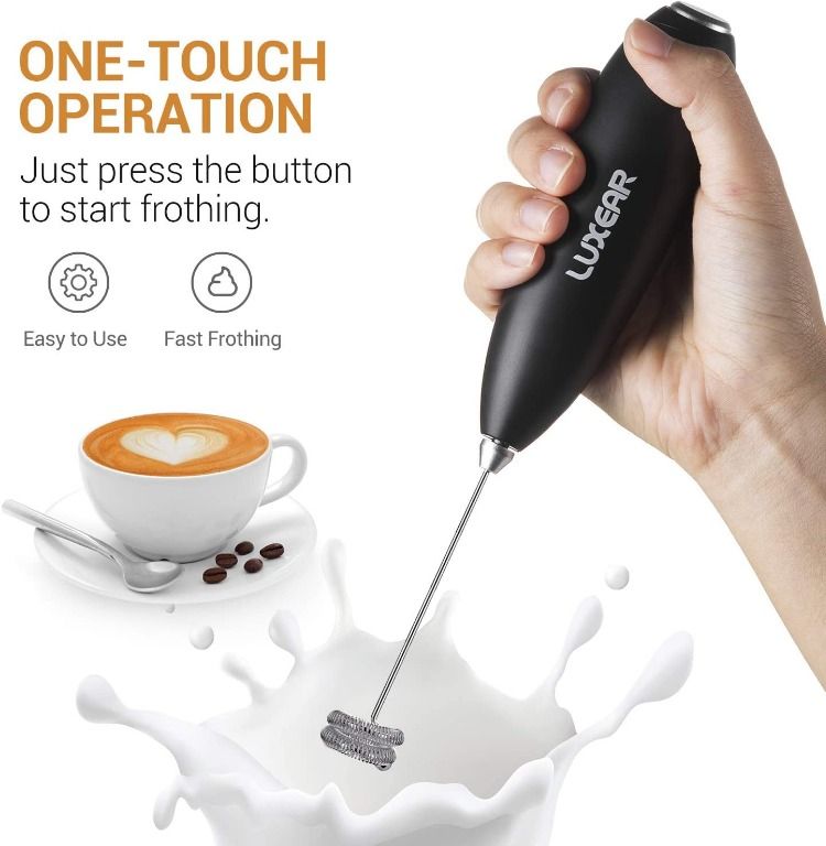 Electric , Handheld Foam Maker, Coffee Mixer with Stainless Steel Whisk,  Hand Foamer Blender