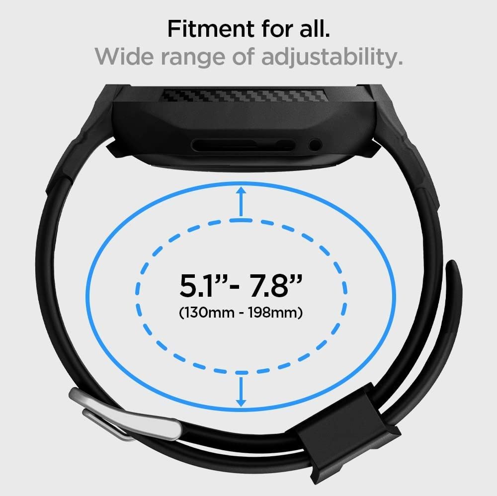 readystock Spigen Compatible for Fitbit Sense Versa 3 Strap with Case Rugged Armor Pro Black