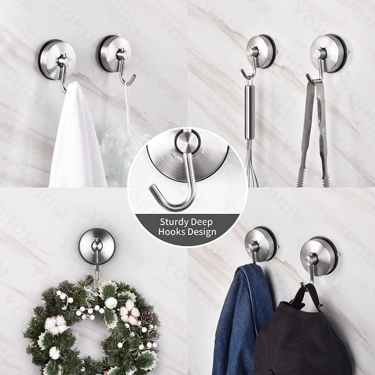 readystock Yohom Suction Cup Hooks for Shower Towel Holder Stainless Steel Bathroom Shower Hook for Washcloth Loofah Suction Towel Rack Kitchen Organizer for Cooking. Furniture Home Living Home Improv...