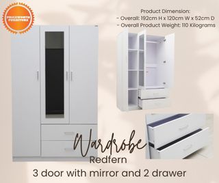 Redfern Wardrobe 3 door with mirror and drawer !