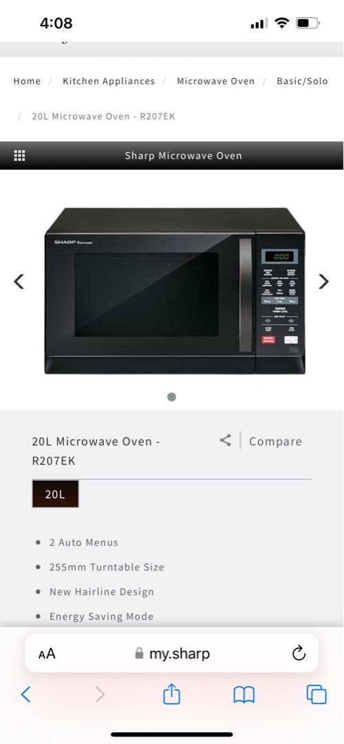 Sharp microwave oven on sale r207ek grill