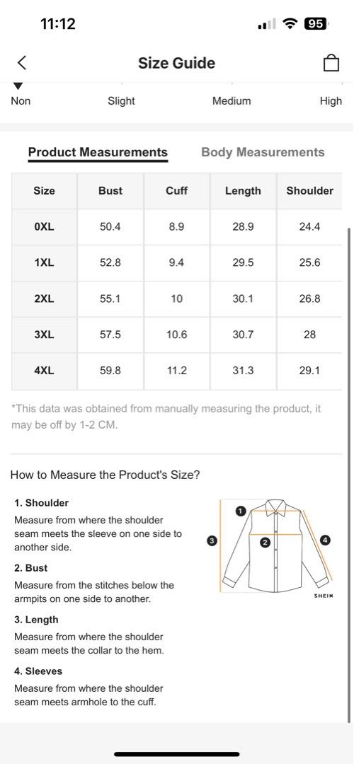 Shein clothing size guide sale