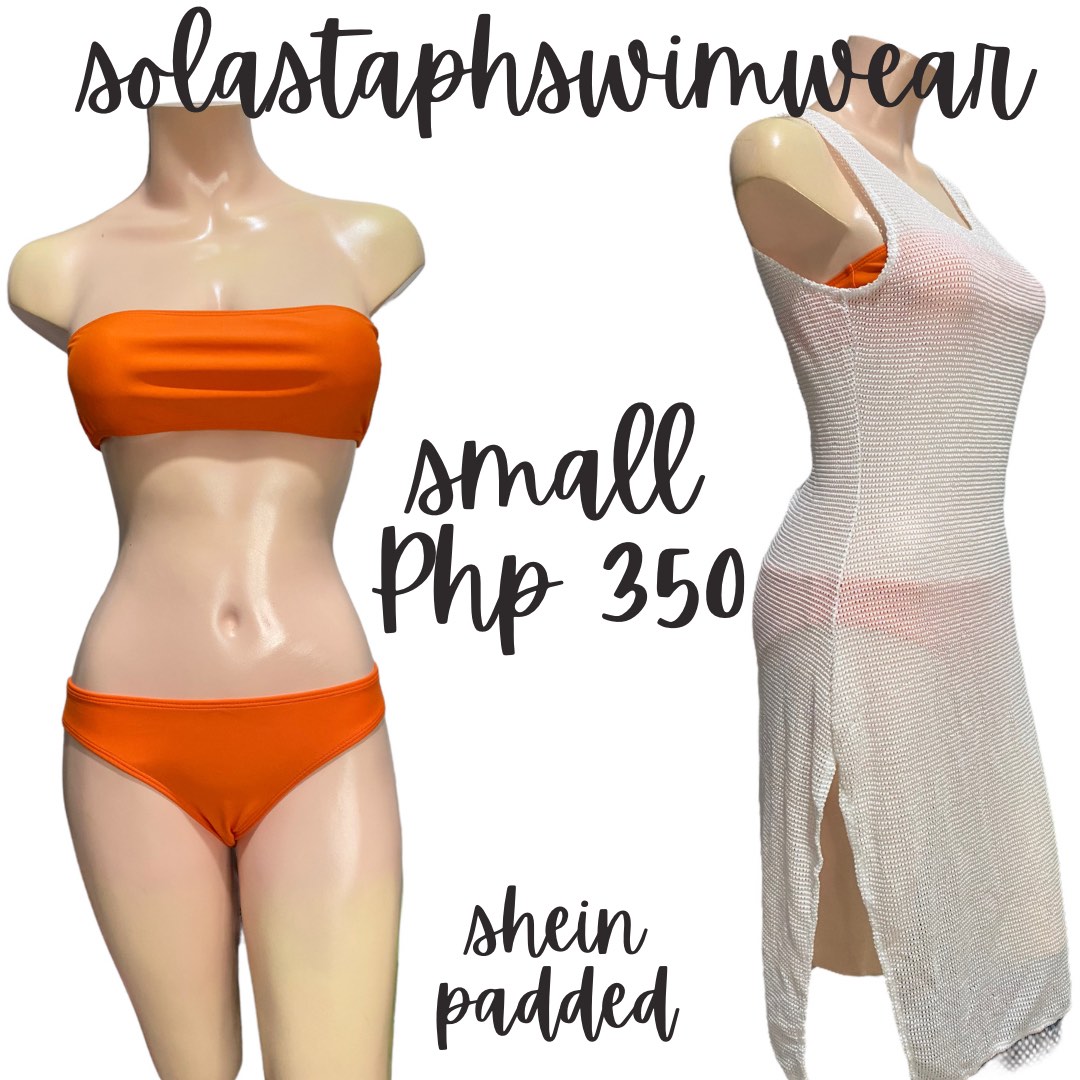 Shein Orange Tube Bikini with Dress Cover Up, Women's Fashion, Swimwear