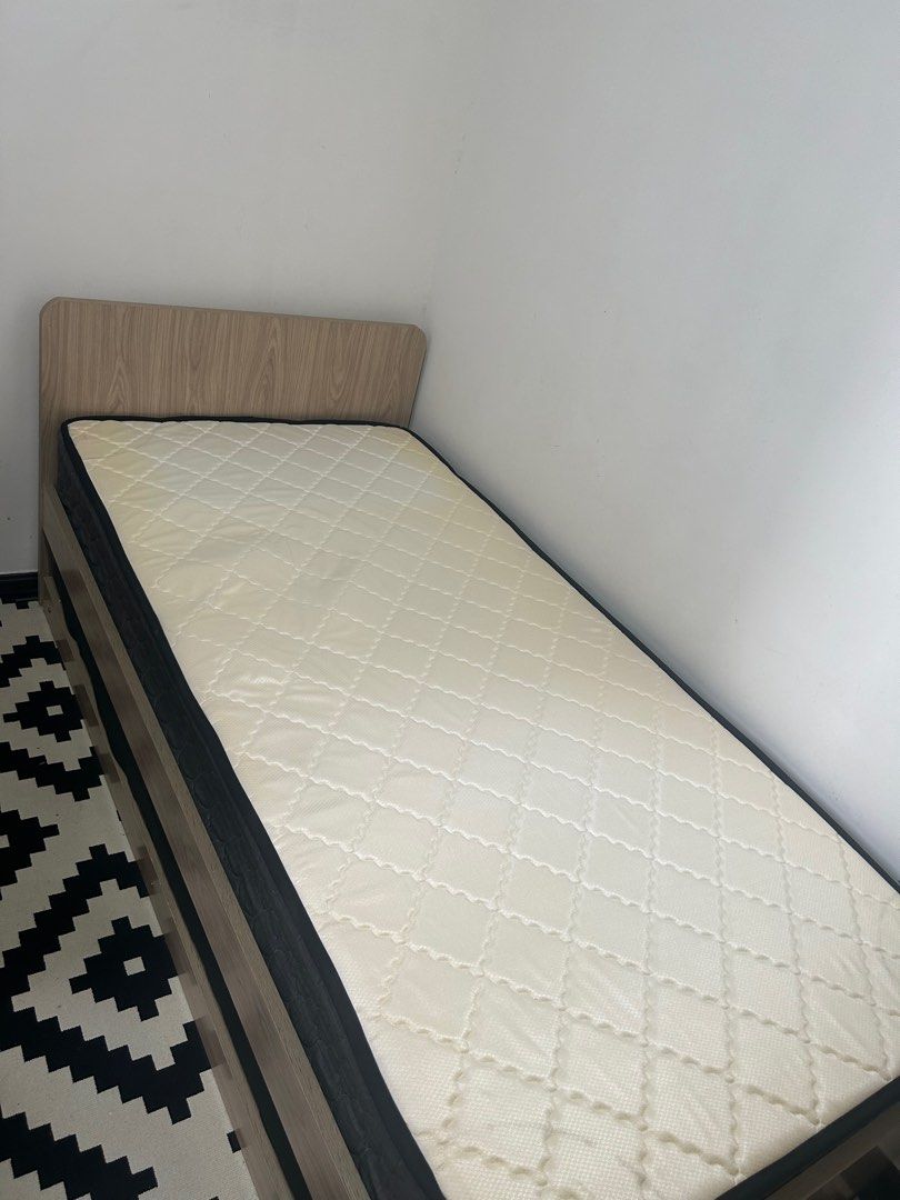 Single bed with pull out, Furniture & Home Living, Furniture, Bed