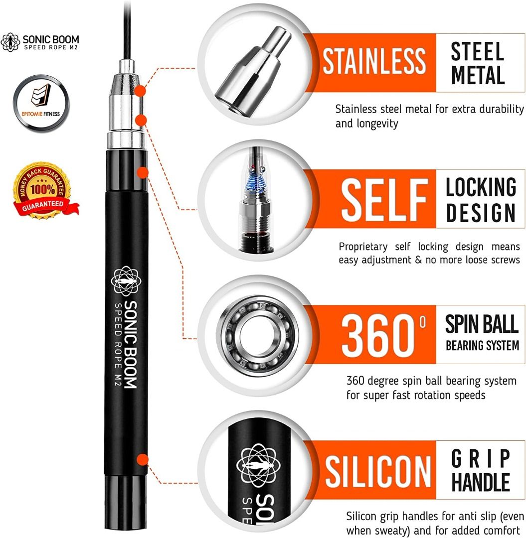 Sonic Boom USA M2 High Speed Jump Rope Patent Pending Self