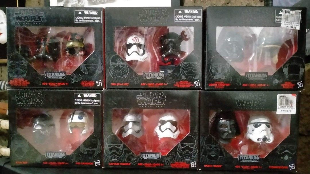Star Wars Titanium Helmets Set (Category: Western Merchandise) located in Manila. Submitted by shogun1975 (Listing ID 1215019175, Image 1). Description: Star Wars Titanium Helmets Set 10 pieces Boba fett Luke skywalker Lea Darth vader Stormtrooper.
