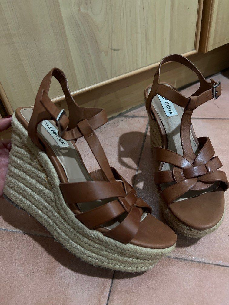 steve madden brown leather wedges