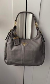 Unused Authentic Prada Grey Hobo Handbag