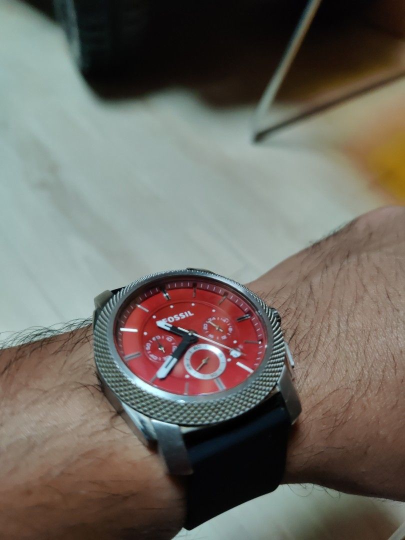 Men's fossil watch sales with red face