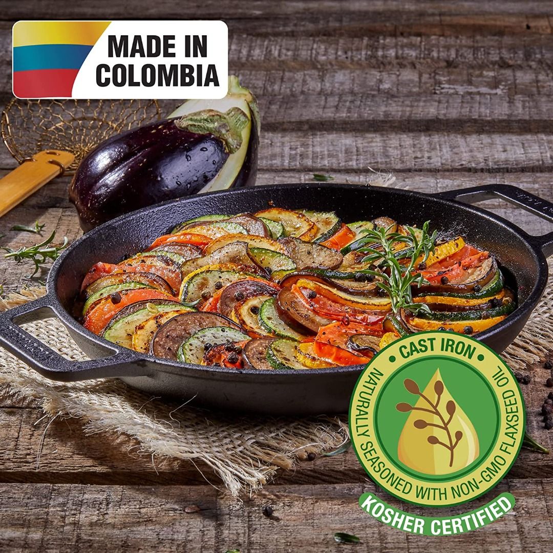 Victoria 14-Inch Cast Iron Wok with Loop Handles, Seasoned with Flaxseed  Oil, Made in Colombia 