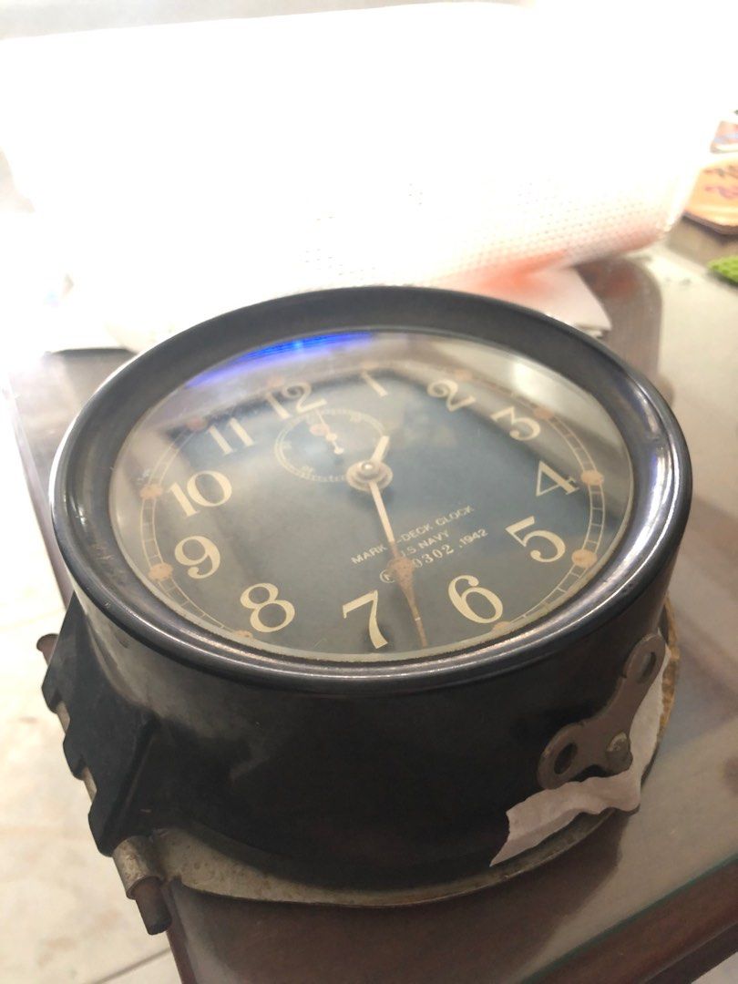 Seth Thomas US Navy Mark 1 Deck Clock Brass Key Vintage Solid