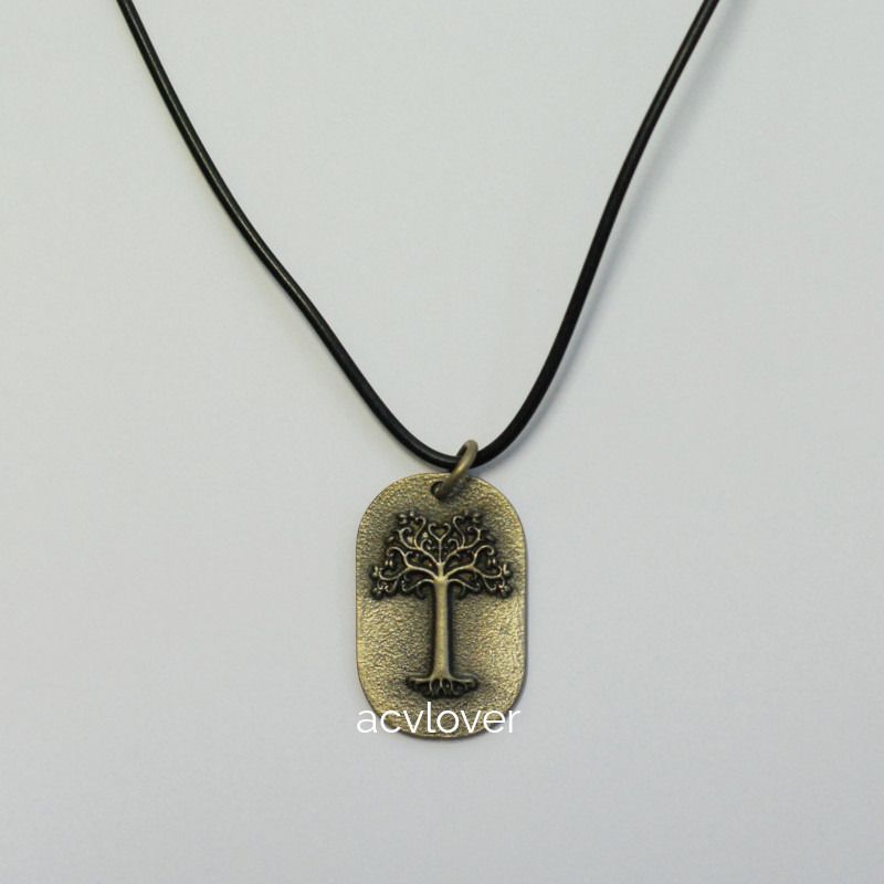 White Tree Of Gondor Emboss Oval Pendant Necklace Lord Of The Rings