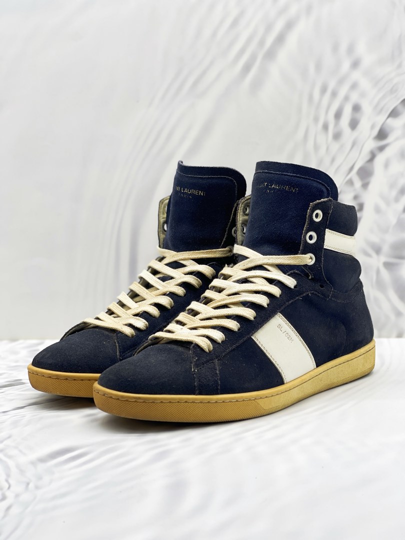 YSL SAINT LAURENT SUEDE LEATHER AND CALF LEATHER MEN S HIGH CUT