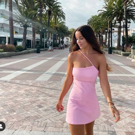 strapless open back dress Zara Asymmetric Midi Dress Pink Size S – New – WARDROBE WILDERNESS main image 1