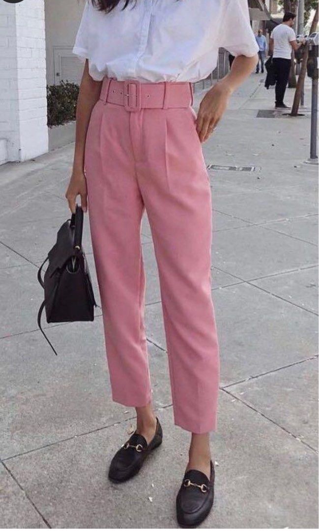 Zara high waist trouser with belt, Women's Fashion, Bottoms, Other
