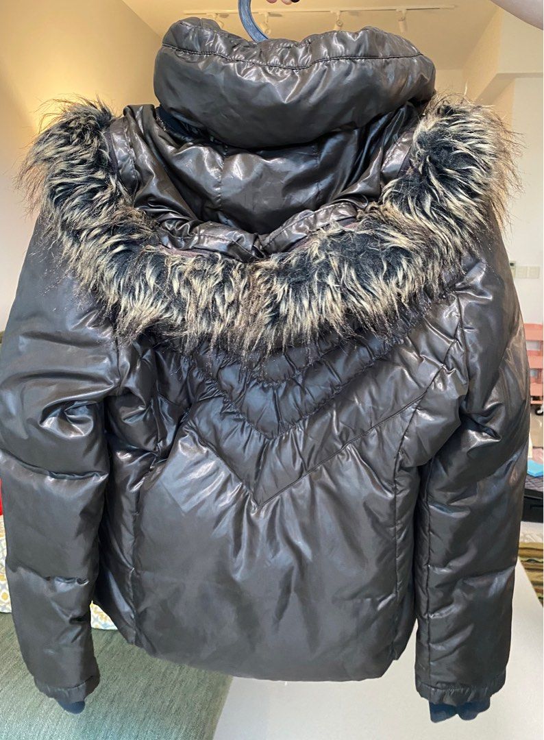 Zara Woman Down Jacket with Removable Fur Hood
