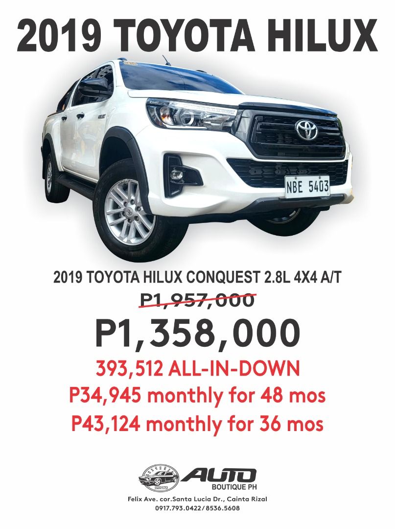 2019 TOYOTA HILUX CONQUEST 2.8L 4x4 Auto, Cars for Sale, Used Cars on ...