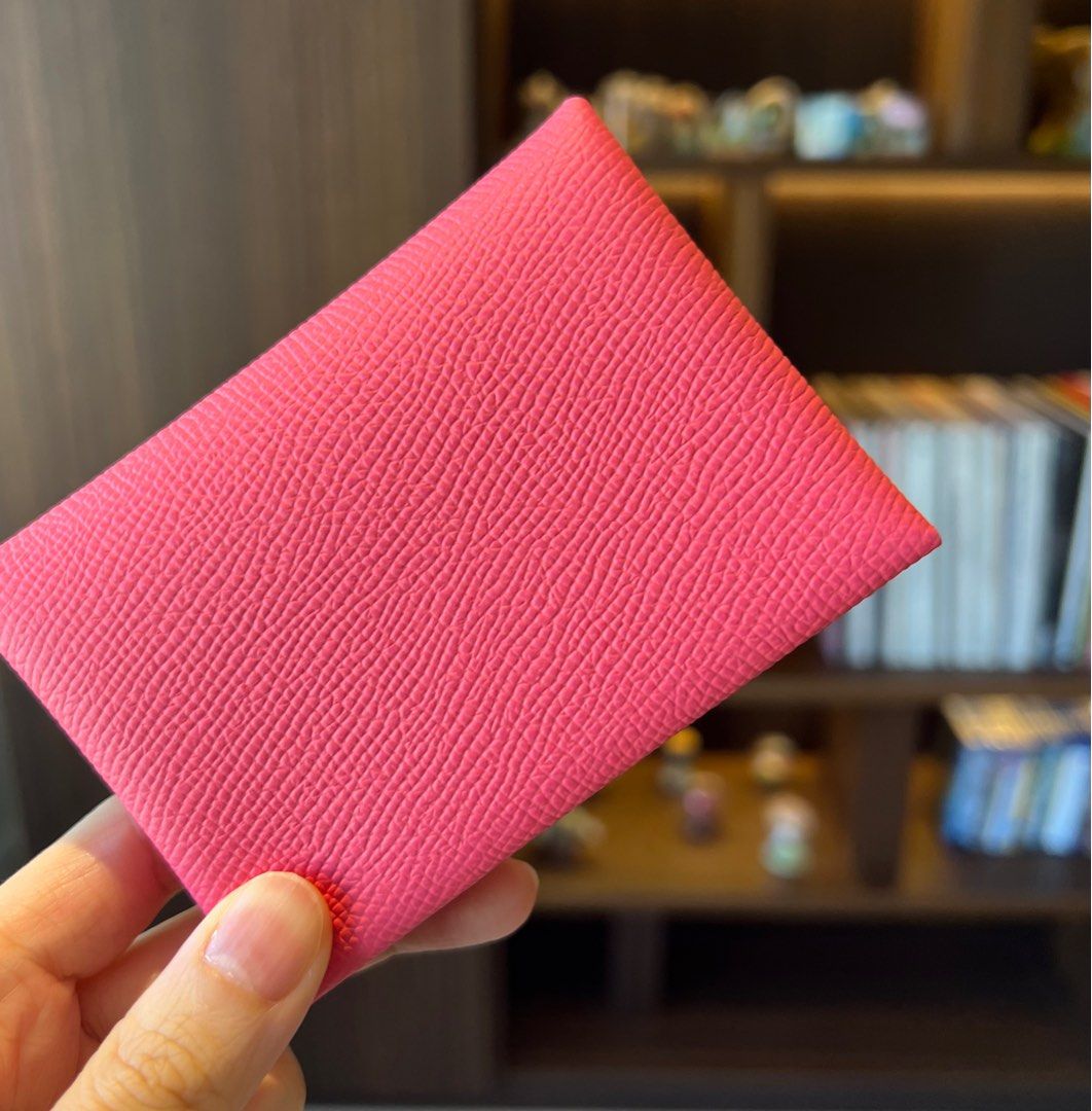 BNIB Hermes Calvi Duo Rose Azalee pink card Holder & Coin Case