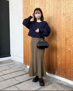 已售出 日牌 hinari 魚尾裙 日系顯瘦顯鬆緊高腰 包臀後開衩A字裙 魚尾裙