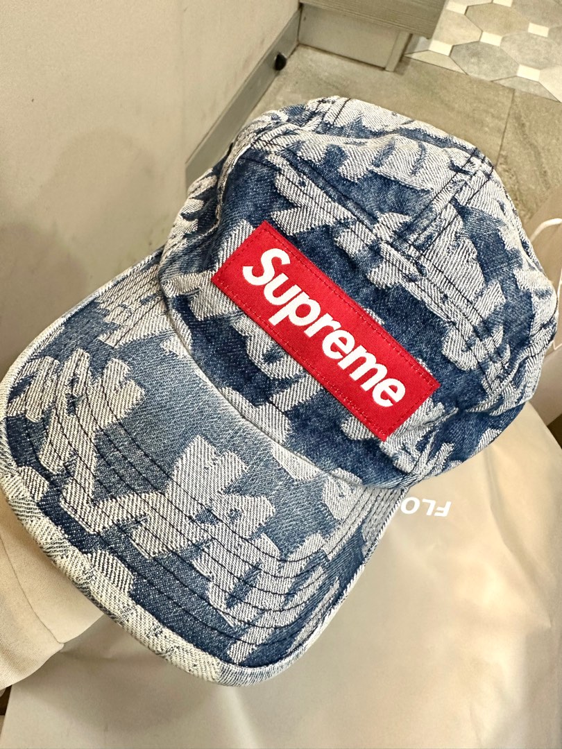 🔥全新吊牌未拆🔥 Supreme 22SS Fat Tip Jacquard Denim Camp Cap 刺繡