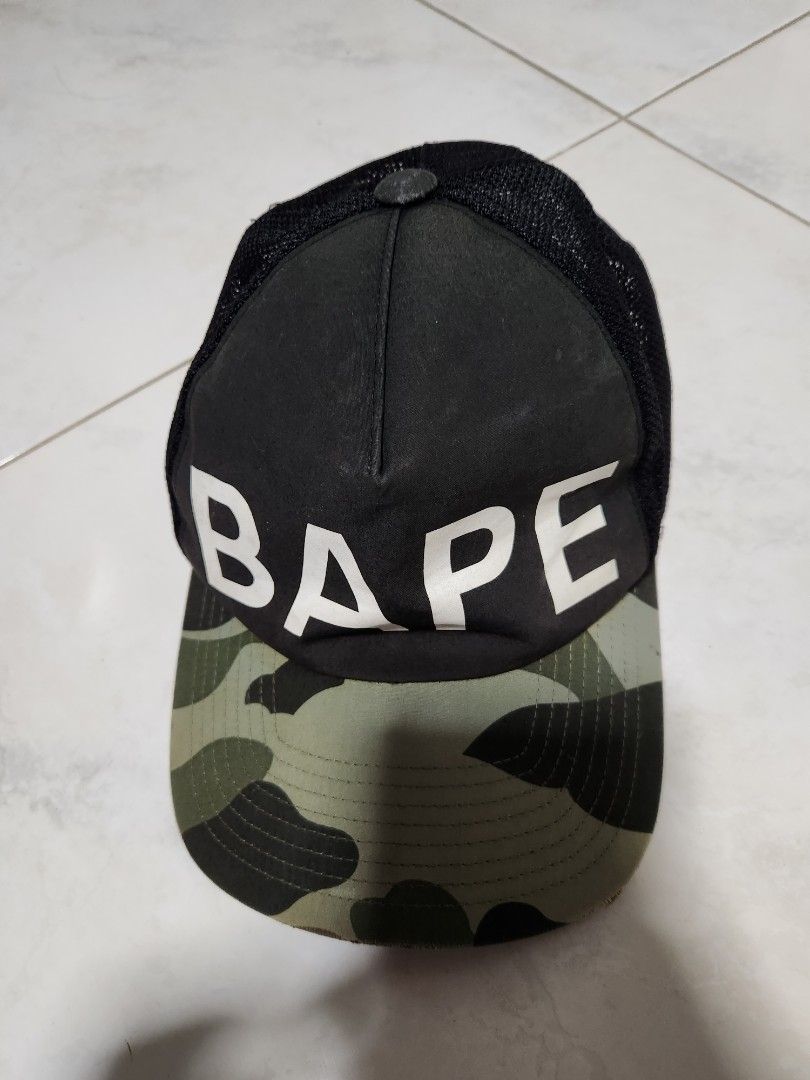 A Bathing Ape Bape Trucker Cap Men s Fashion Watches Accessories Caps Hats on Carousell