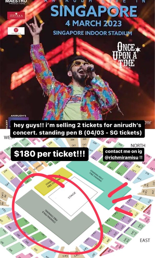 Anirudh Concert Tickets, Tickets & Vouchers, Event Tickets on Carousell