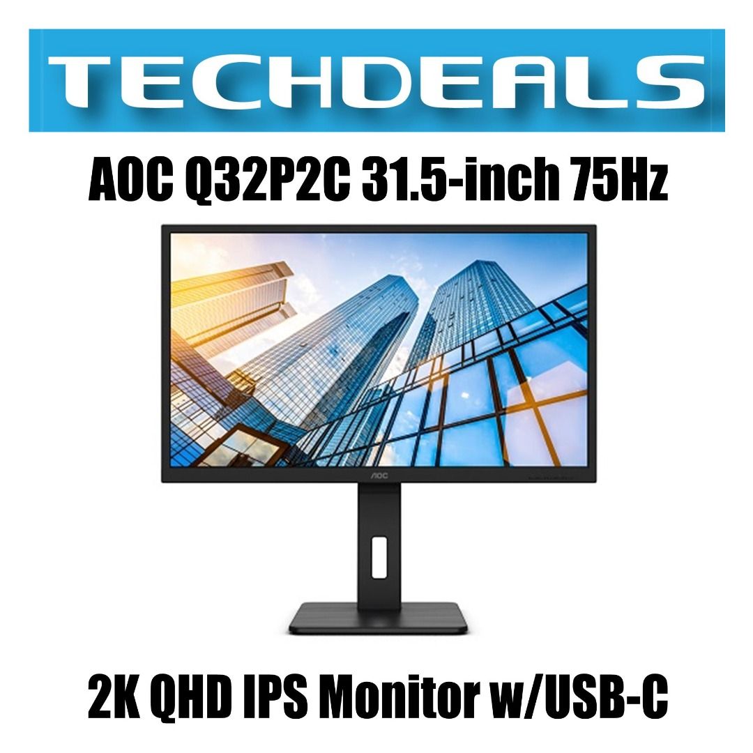 AOC Q32P2C 31.5-inch 75Hz 2K QHD IPS Monitor w/USB-C, Computers & Tech ...