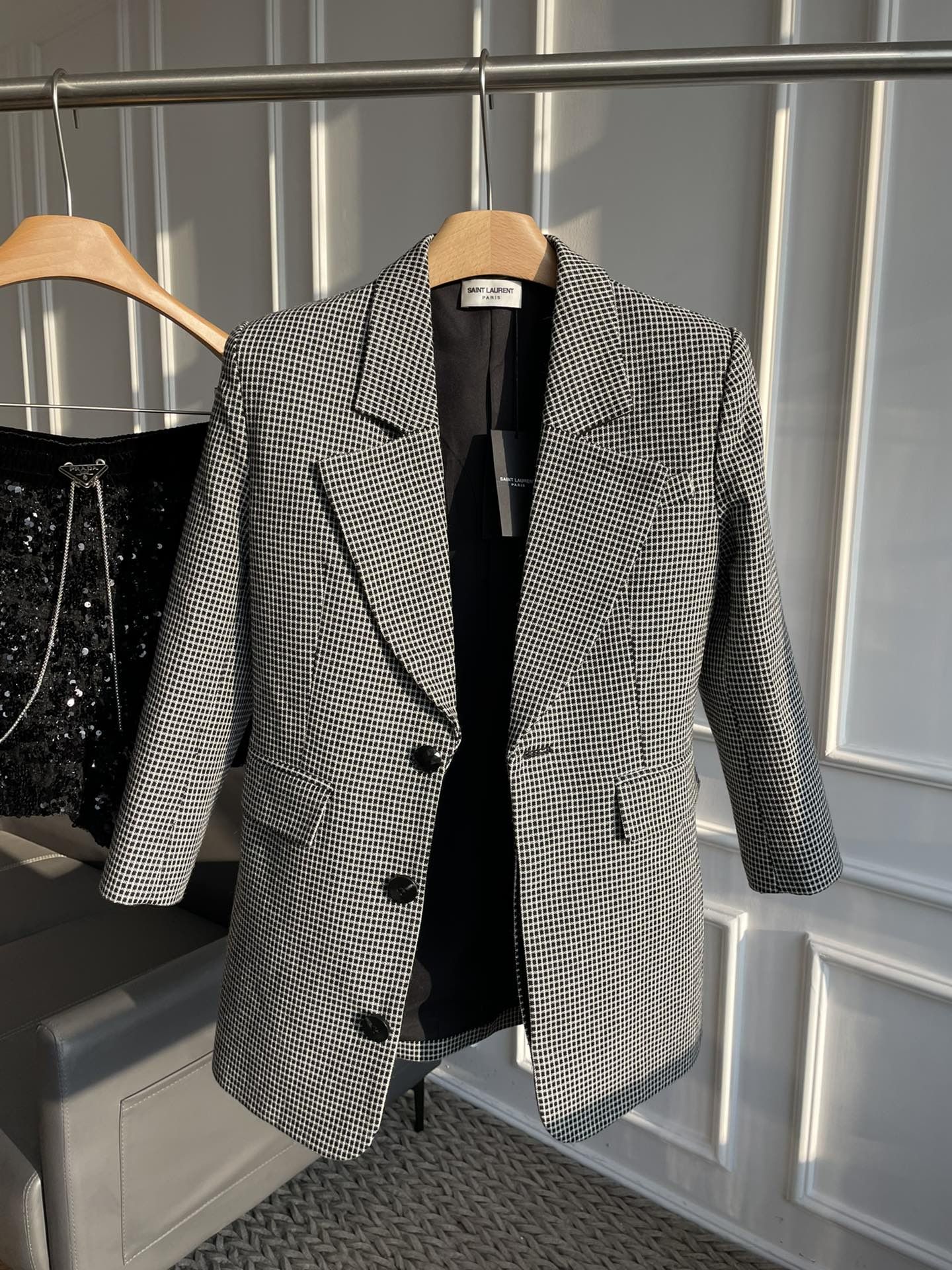 Authentic ysl Houndstooth Buckle Dress, Luxury, Apparel on Carousell