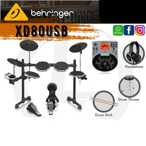 Behringer XD 80USB 8 Piece Electronic Drum Set With Headphone