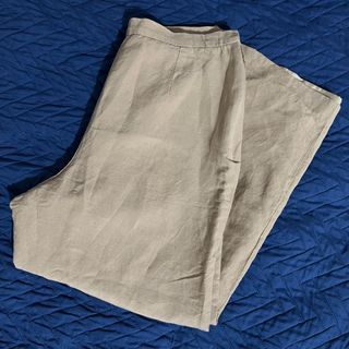 Beige Cropped Linen Trousers