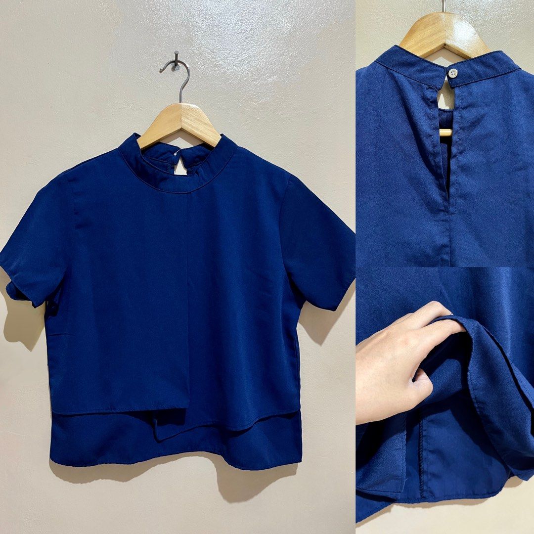 Blue semi formal blouse Women s Fashion Tops Blouses on Carousell