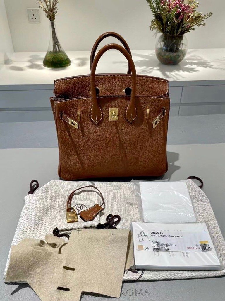 Hermes - Fauve Barenia Faubourg Birkin 25 with GHW, Luxury, Bags & Wallets  on Carousell