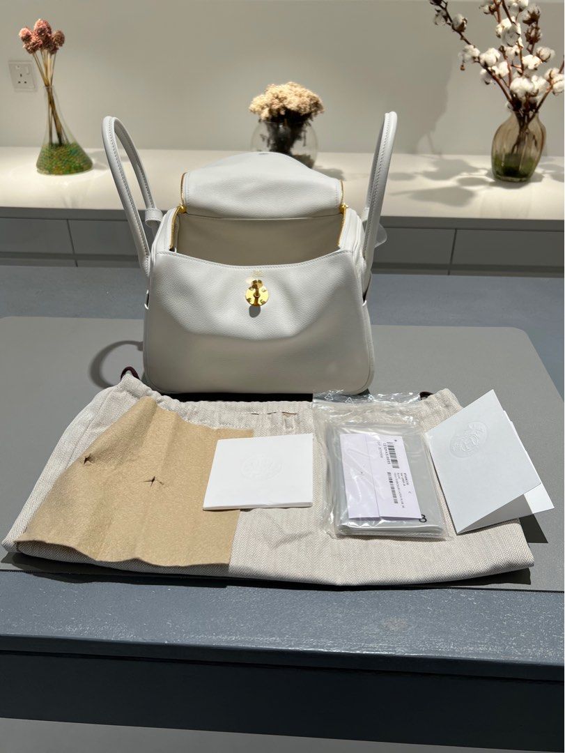 Hermes Lindy 26 White Evercolor Gold Hardware – Madison Avenue Couture