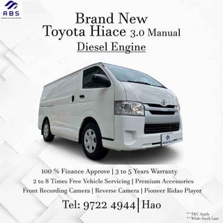 Brand New Toyota Hiace 3.0 Manual Diesel with Closed Panel