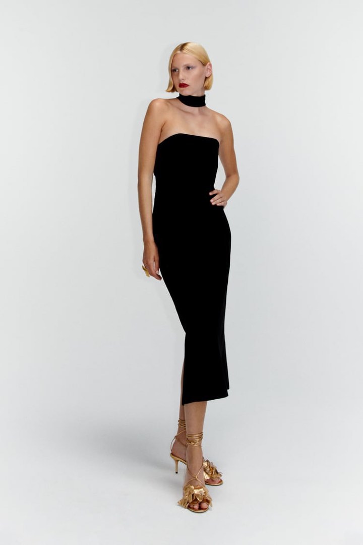 Black choker 2025 midi dress