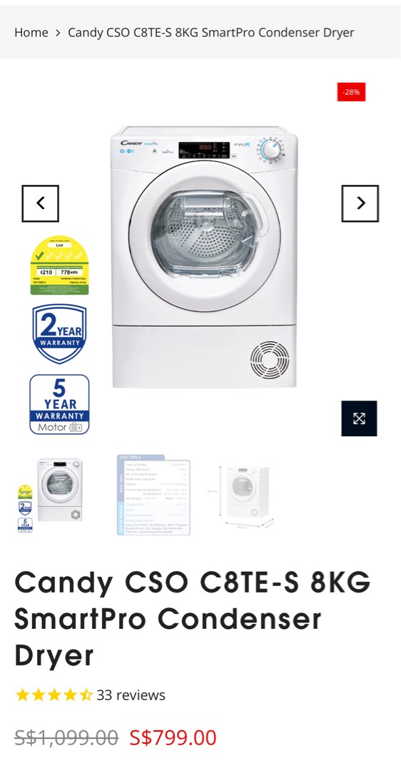 Candy dryer, TV & Home Appliances, Washing Machines and Dryers on Carousell