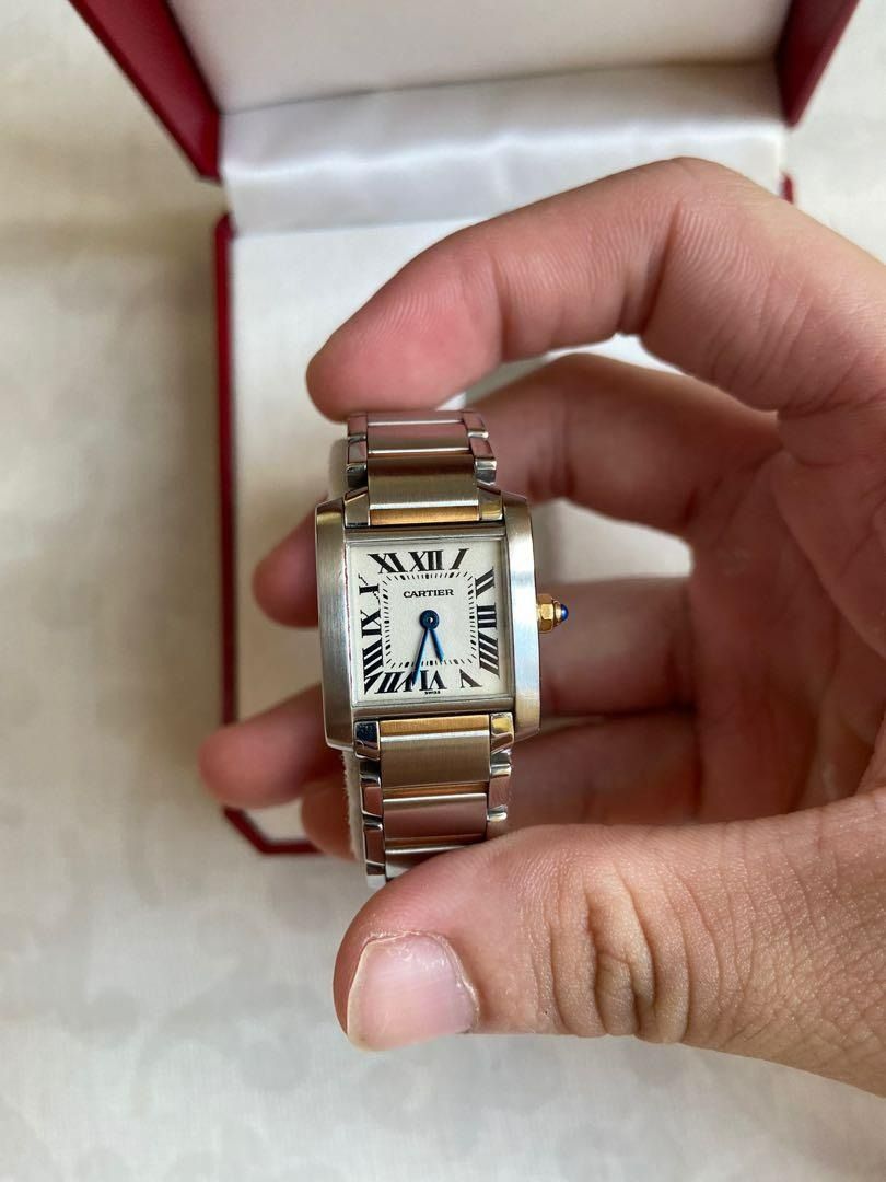Cartier tank francaise top gold and steel